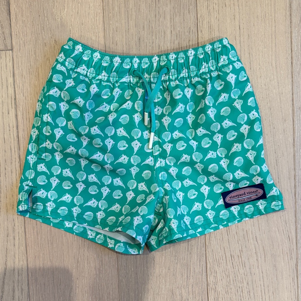 Vineyard Vines Teal Seashell Print Swim Trunks
